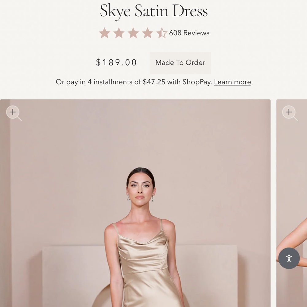 Skye satin dress- gold champagne 703
